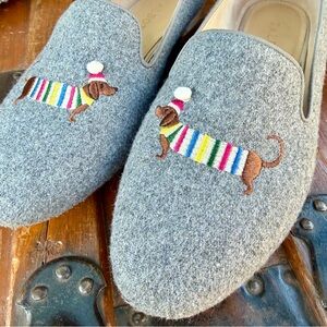 Talbots Holiday Dachshund grey flats